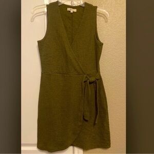 🪴Madewell Olive Green Sleeveless faux Wrap Dress